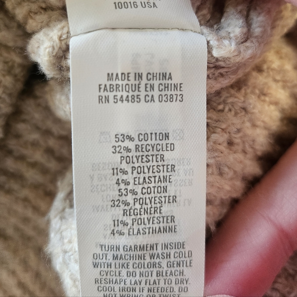 Aerie CozyUp Oversized Waffle Knit Polo Pullover Sweater, Light Beige Size S - Picture 9 of 9